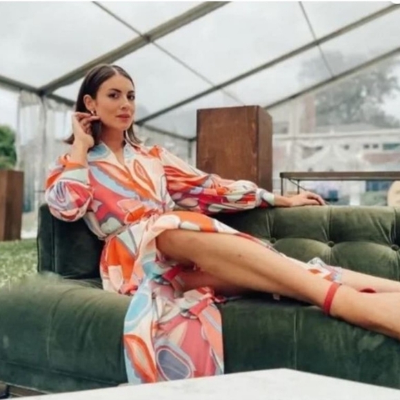 Alexis x Target Limited Edition Mixed Floral Long Sleeve Robe Dress Size M Multi - Picture 3 of 10